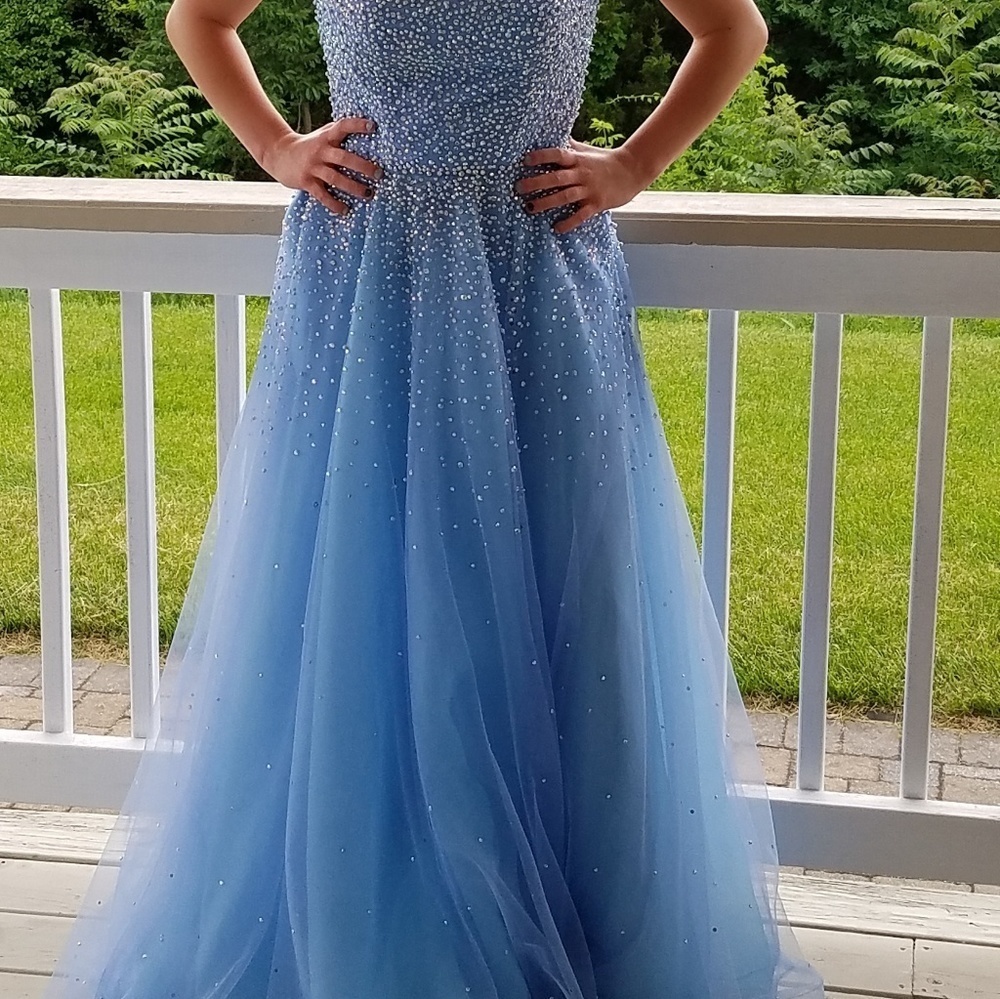 Beautiful blue beaded ball gown, size 6